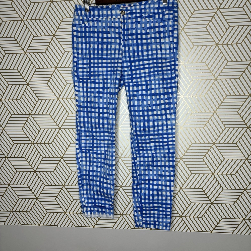 Lilly Pulitzer Kelly Skinny Ankle Pants Bennet Blue Feelin Beachy Gingham 6